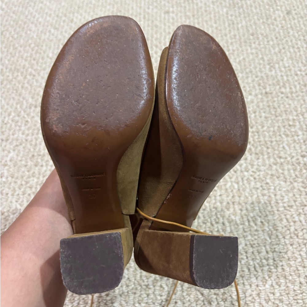 Saint Laurent Suede Lace-Up Gladiator Heeled Sandals - Picture 11 of 13